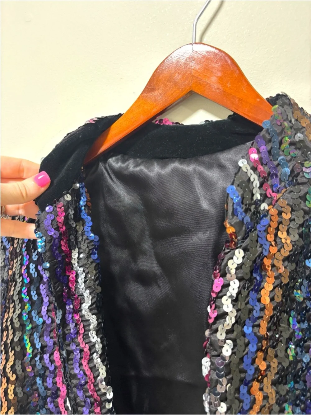 Deadstock Rainbow Sequin Blazer Jacket Vintage Wm A Lewis Chicago Pre-1972 Rare